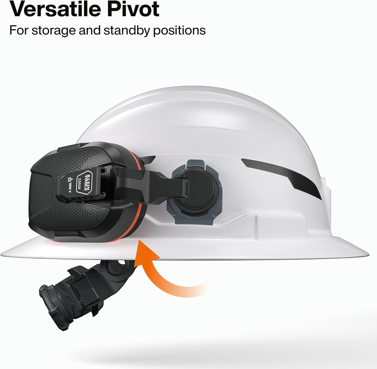 KLEIN TOOLS 22029 Non-Conductive Hard Hat Earmuffs, Up to 27dB NRR, Hearing Protection Earmuffs Compatible with Full Brim, Cap Style, and Safety Helmets, Soft Foam Cushion, Hard Hat Accessories