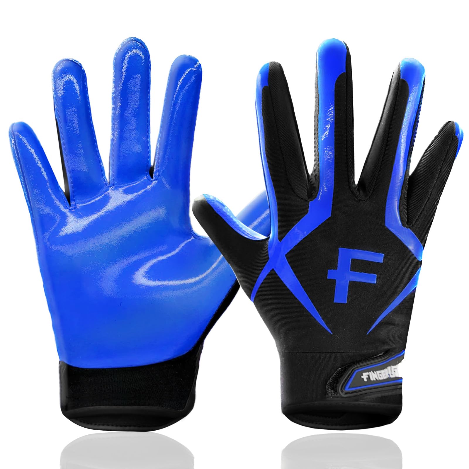 FINGER TEN Football Receiver Gloves Youth Receiving Gloves Pro 3.0 Durable Breathable Flexible for Kids Boys Girls in White Red Black Blue Small Large