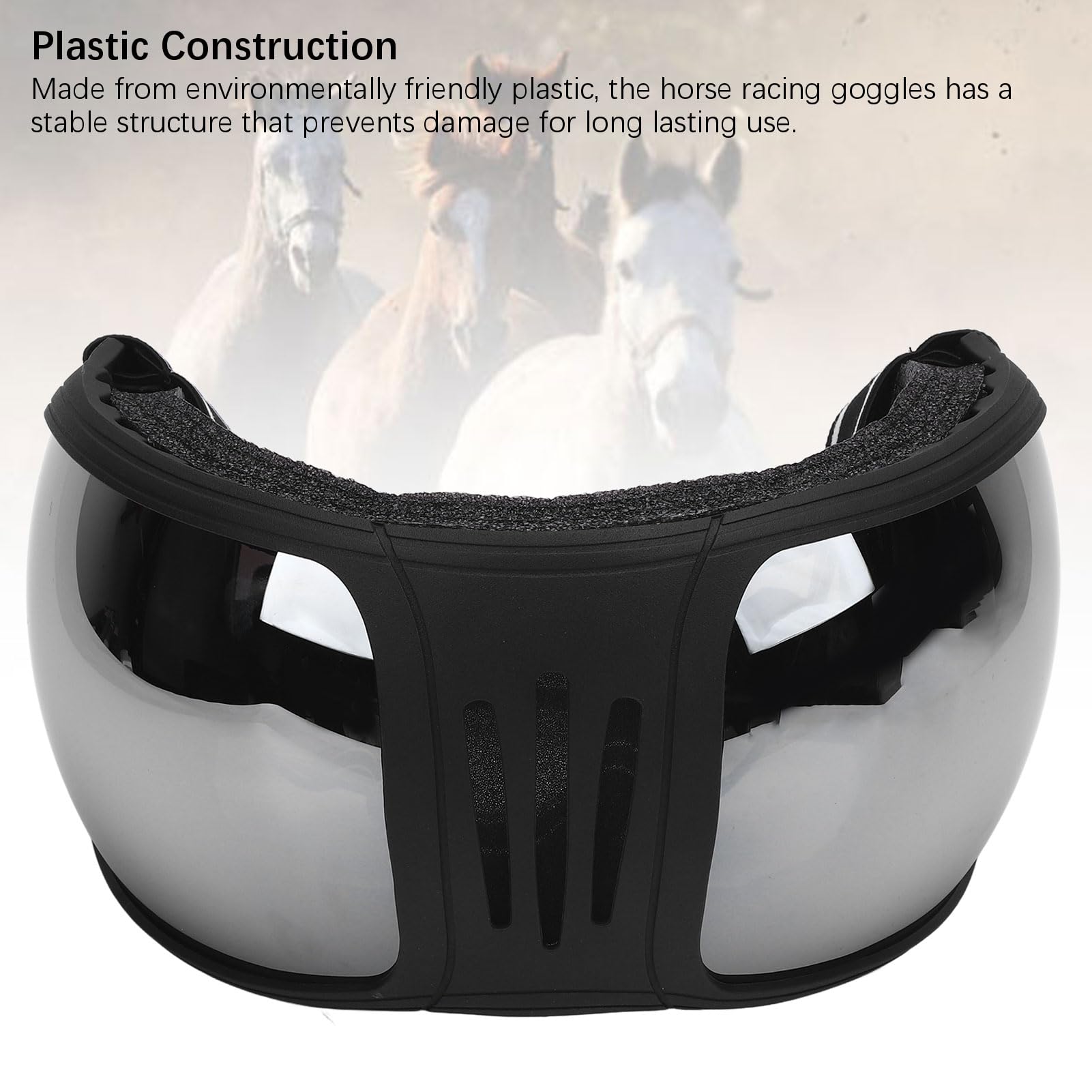 Socobeta Gafas para Caballos, Material Plástico Correa Ajustable Diseño Protector Gafas Deportivas para Caballos para Suministros de Arneses