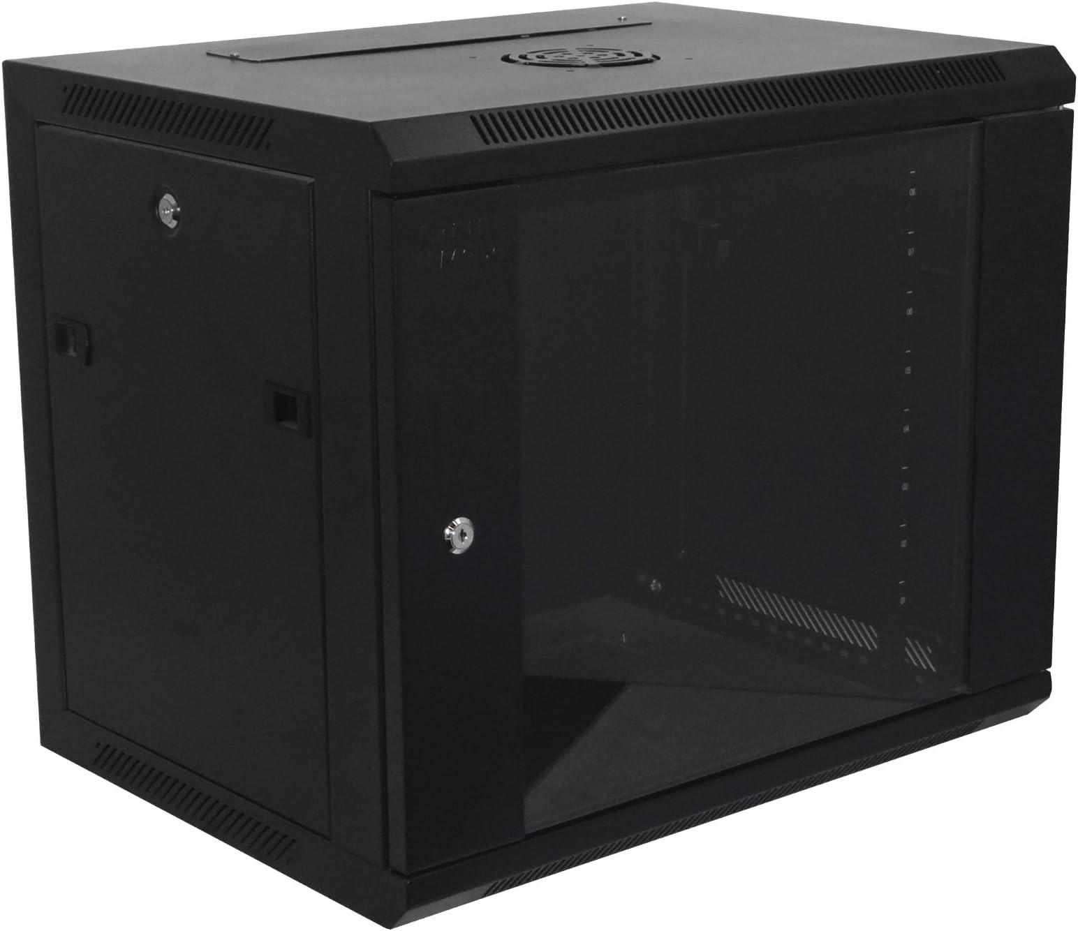 9U-High 18''-Deep 19''-Wide Wallmount Cabinet Enclosure Network Rack Locking Glass Door
