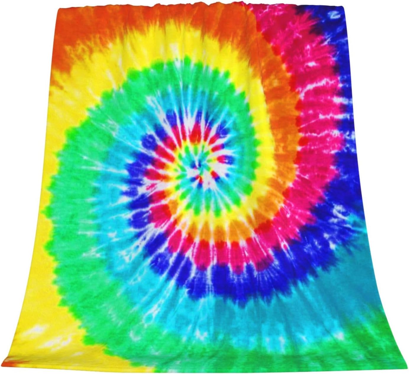 Colorful Tie Dye Fleece Throw Blanket Super Soft Flannel Cozy Washable Lightweight Fuzzy Blanket for Couch Sofa Bed Office Travel Camping Warm Plush Blankets for All Season (50"x40")