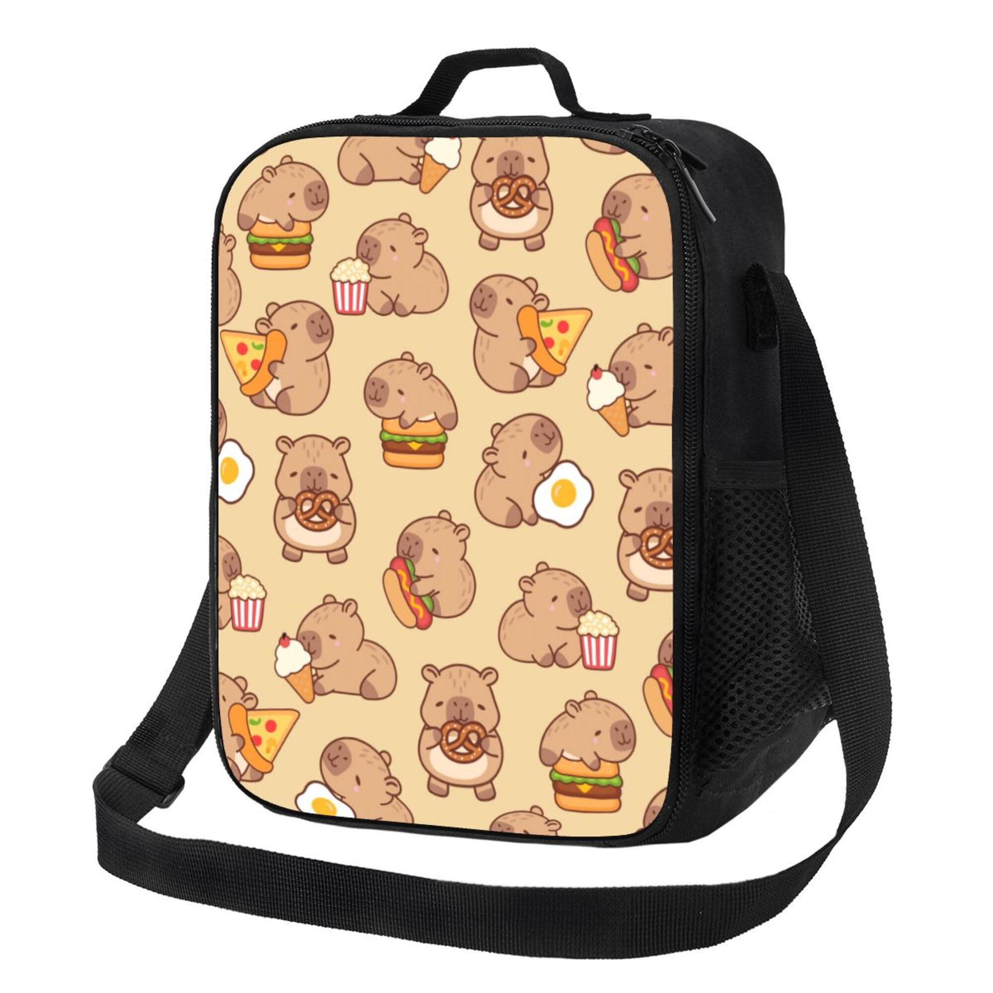 Gelasgo Capybara Insulated Lunch Bag Thermal Reusable Lunch Tote with Adjustable Strap,Leak-Proof Design for School,Office & Picnic