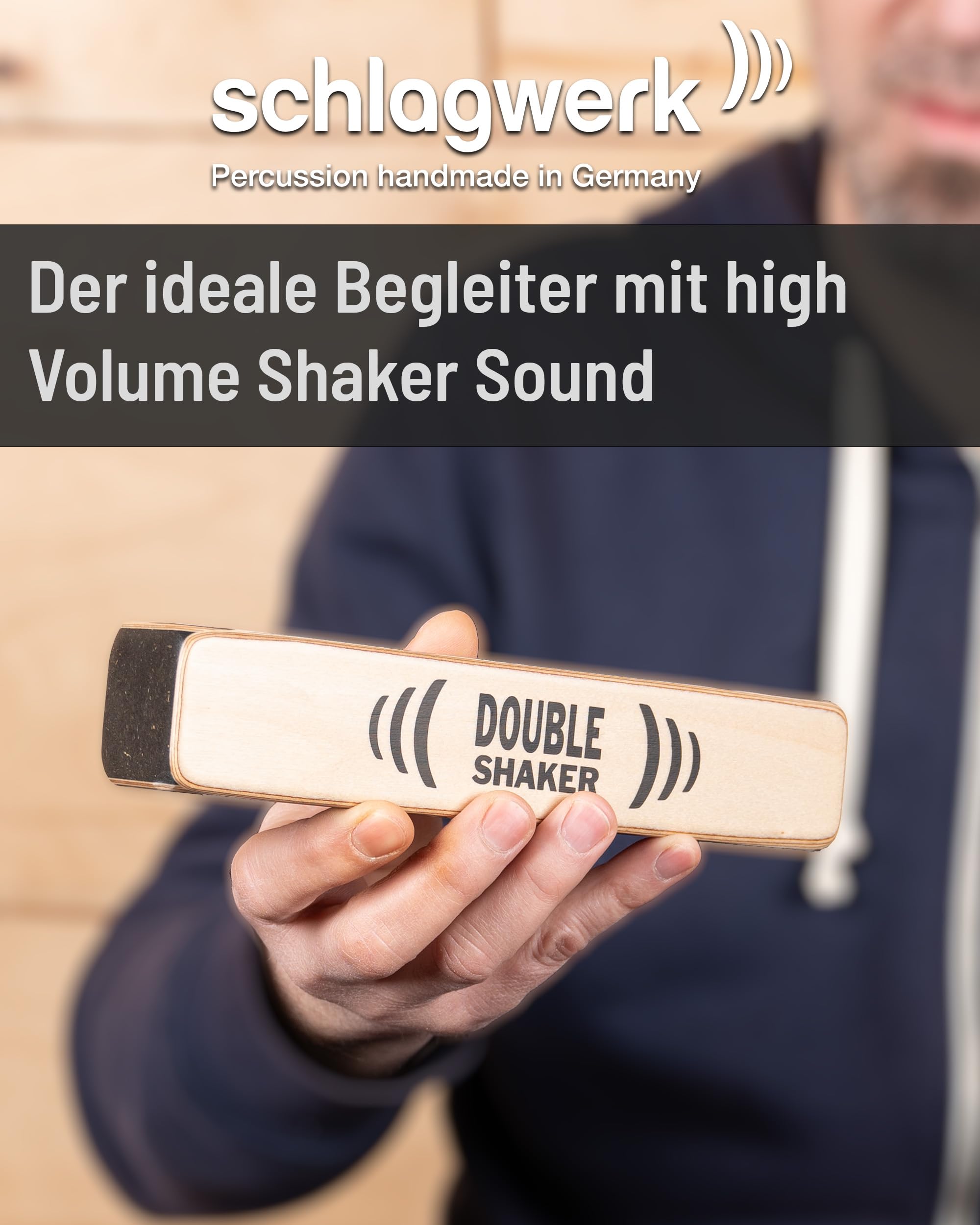 Schlagwerk SK40 Double Shaker - Professioneller Percussion Shaker aus Holz, Multi-Klangkörper für kräftigen und vielseitigen Sound - Rhythmus für Einsteiger und Profis - Made in Germany