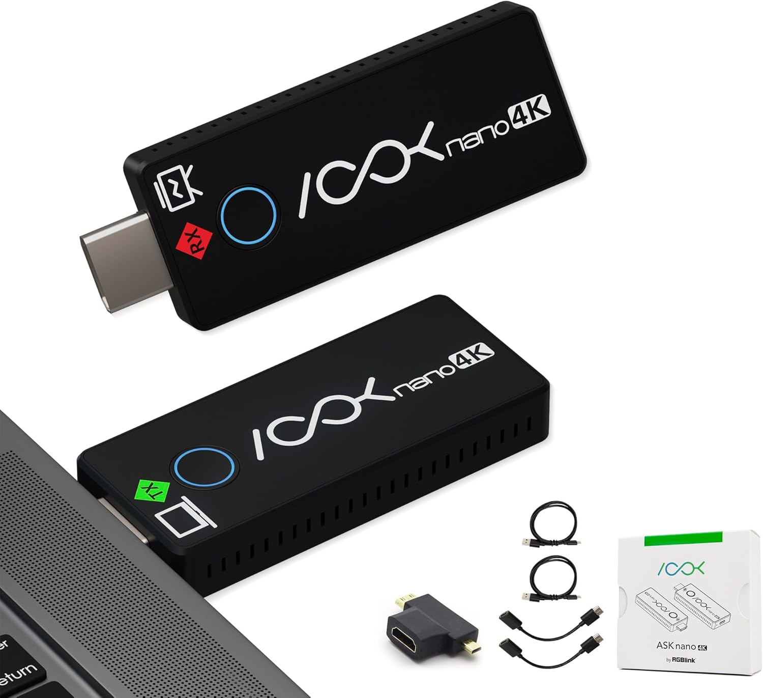RGBlink 4K Wireless HDMI Transmitter & Receiver, Presentation Kit, Content Sharing for Meeting Rooms, Plug & Play Setup, 131ft Low-Latency, Cast Screen Content to TV from Computer, Ask Nano