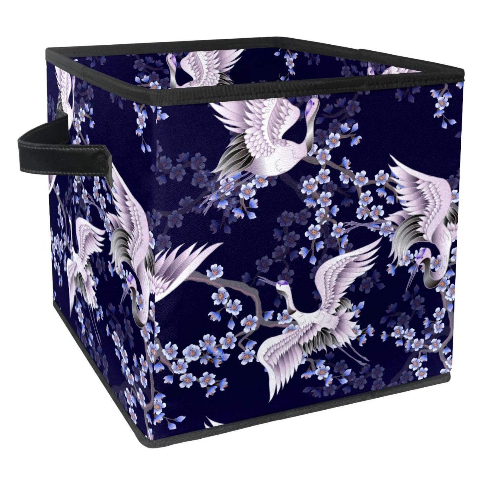 Boîte de rangement pliable en tissu pour placard et chambre d'enfant motif grues japonaises