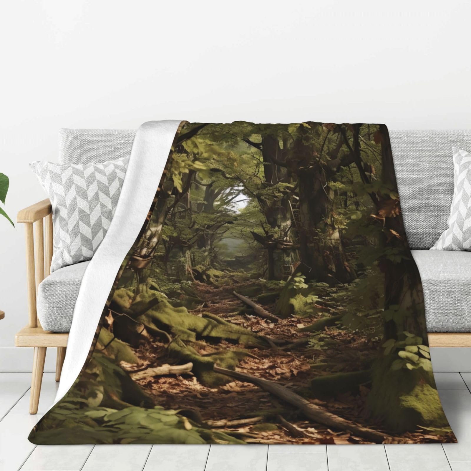 Couverture en flanelle arbres pour siester sur votre canapé ou lit douillet