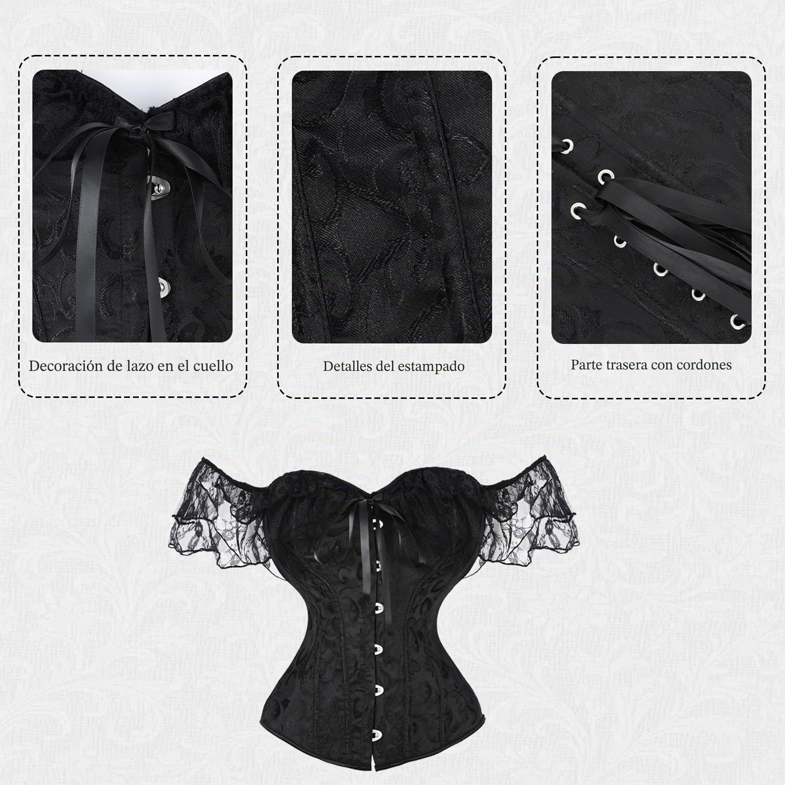SUKUTU Corsé de pecho completo para Mujer con Tirantes de Encaje parte superior ajustada al Cuerpo corsé gótico Retro con cierre Frontal Ropa interior moldeadora