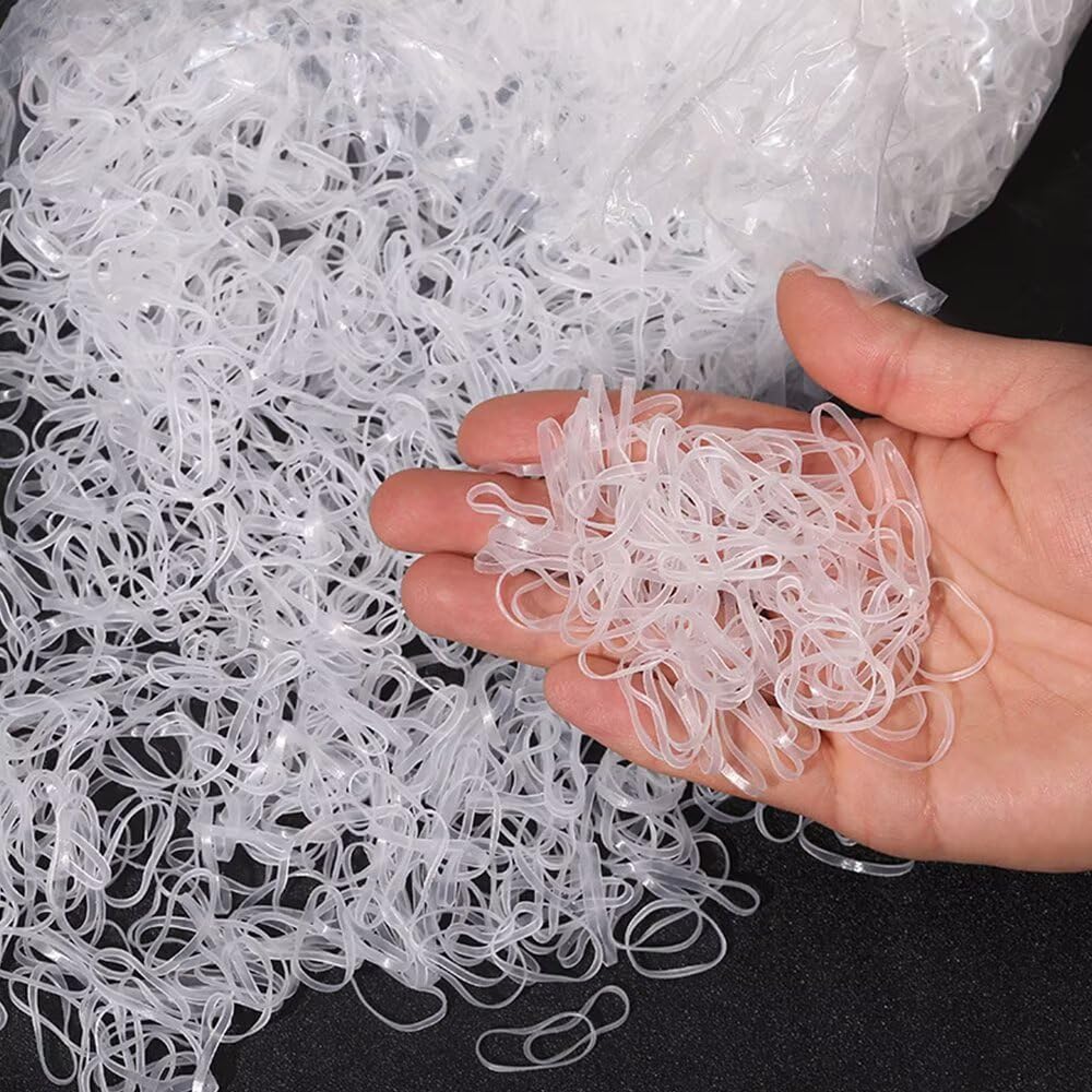 Gomas para el pelo, 1000 unidades, gomas elásticas para el pelo, mini transparentes, pequeñas gomas para el pelo, para niñas, adecuadas para niños, trenzas de pelo, peinados de boda, rastas