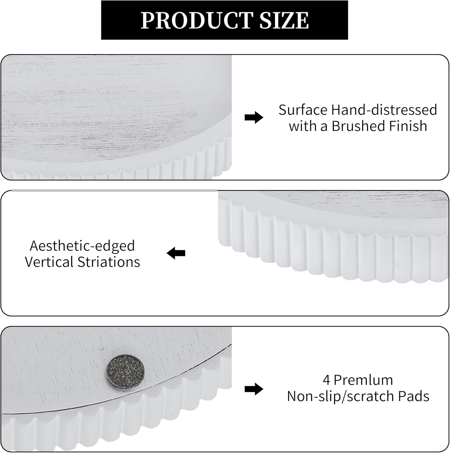 Hanobe Decorative Tray for Coffee Table: White Round Trays for Living Room Ottoman Centerpiece Home Decor 12" Modern Farmhouse Topper Dining Kitchen Island Tabletop Display