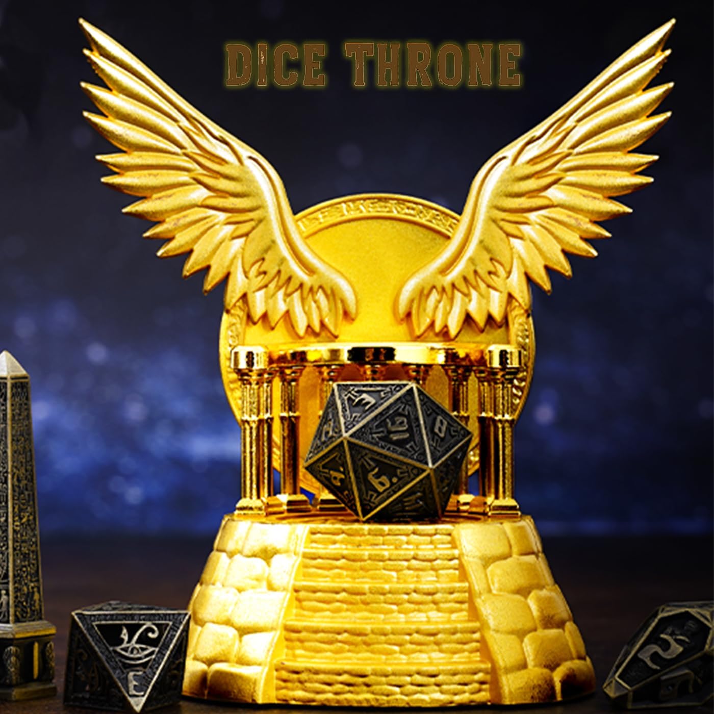 Neteru Dice Throne Egyptian Theme Zinc Alloy Metal Dice Set - Divine Sigils, Eternal Boons -CoolTabletop Role Playing Games Collector's Gift & Accessories for D&D, Tabletop RPG, Board Game