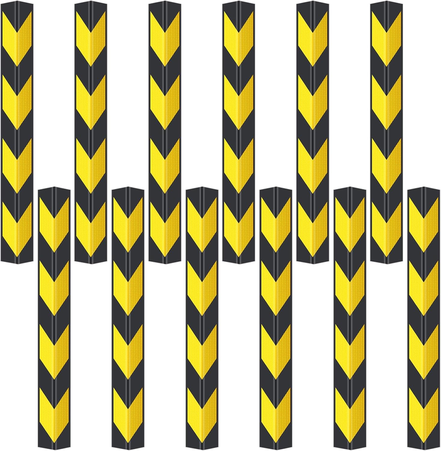 12 Pack Garage Wall Corner Guards, 31" Rubber Edge Protectors with Reflective Stripe for Parking Safety, Car Bumper and Wall Corner Protection