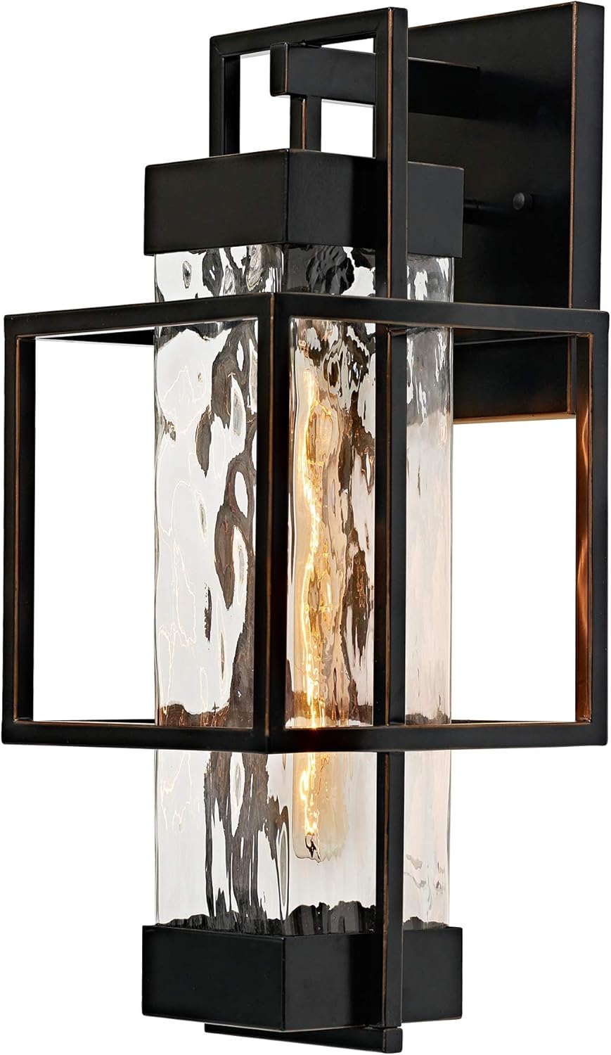 Flash Deals - 50% OFF MOTINI 1-Light Outdoor Wall Lantern Exterior Wall Sconce Light Fixture in Oil Rubbed Bronze Finish with Clear Water Glass Shade for Entryway Porch, Bulb Included