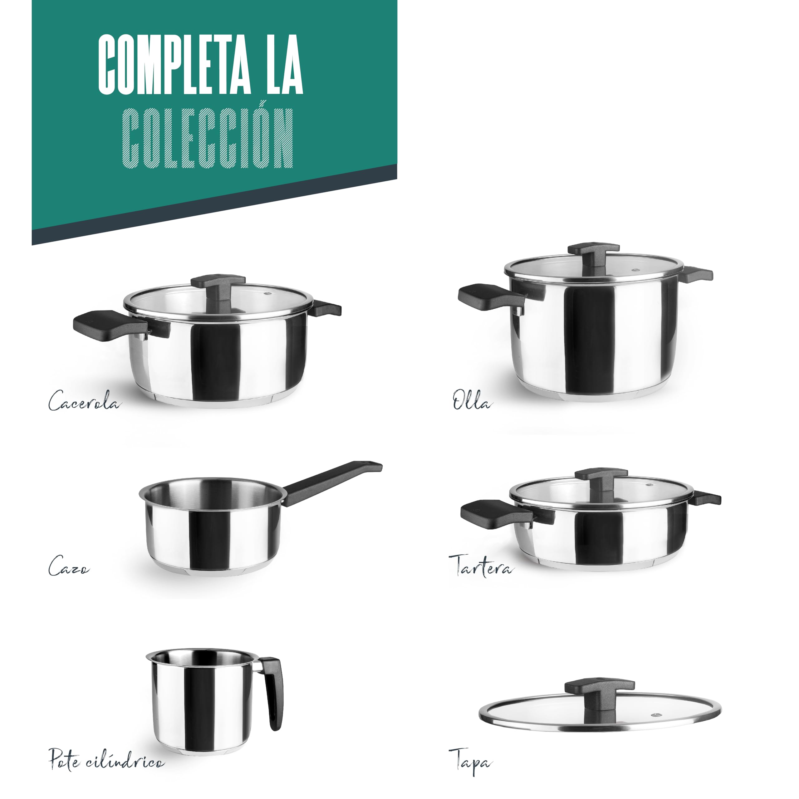 Lacor 80026 - Cacerola con Tapa Caliza, Acero Inoxidable 18/10, Asas | En acero inox 18/10, para guisos y cocciones uniformes; con 4,5 L de capacidad, versátil para tus preparaciones del día a día