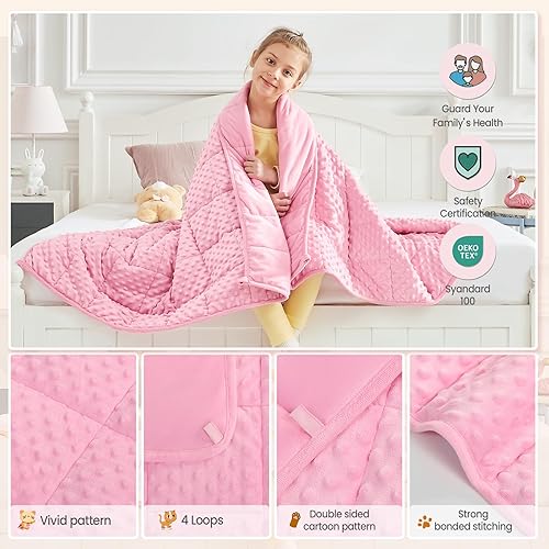 Miniatura 55 de HOSUKKO Manta con peso, manta pesada de unicornio rosa de 3 libras, manta transpirable (36 x 48 pulgadas, 3 libras)