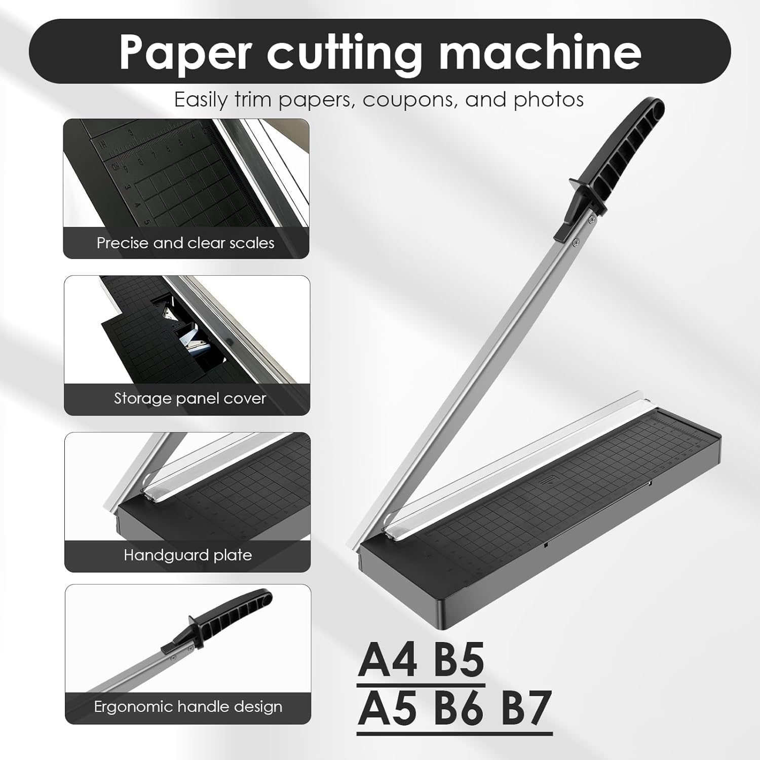 Ręczna krajalnica do papieru A4/B5/A5/B6/B7 ręczna maszyna do cięcia papieru, nożyce do cięcia papieru, nożyc dźwigniowych, idealnie nadaje się do zdjęć, papieru, tektury, najwyższa precyzja