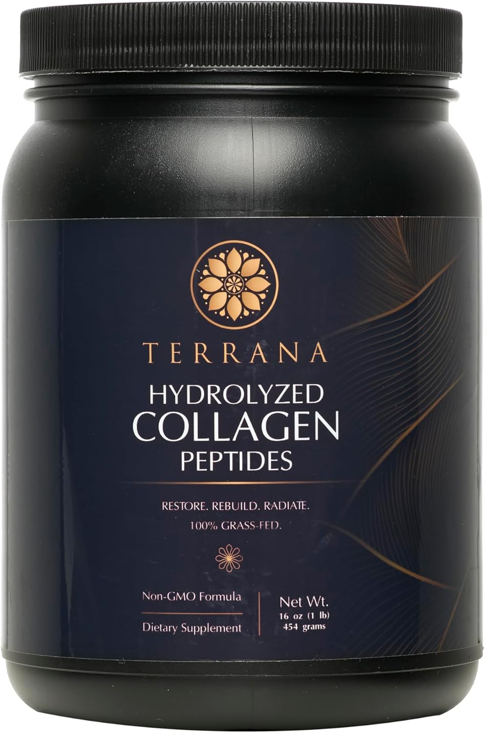 Terrana Collagen Peptides Powder – Hydrolyzed Grass-Fed Collagen Protein, Unflavored Collagen Powder for Hair Skin Nails & Joints, Easy-Mix Keto & Paleo Collagen Supplement for Women & Men