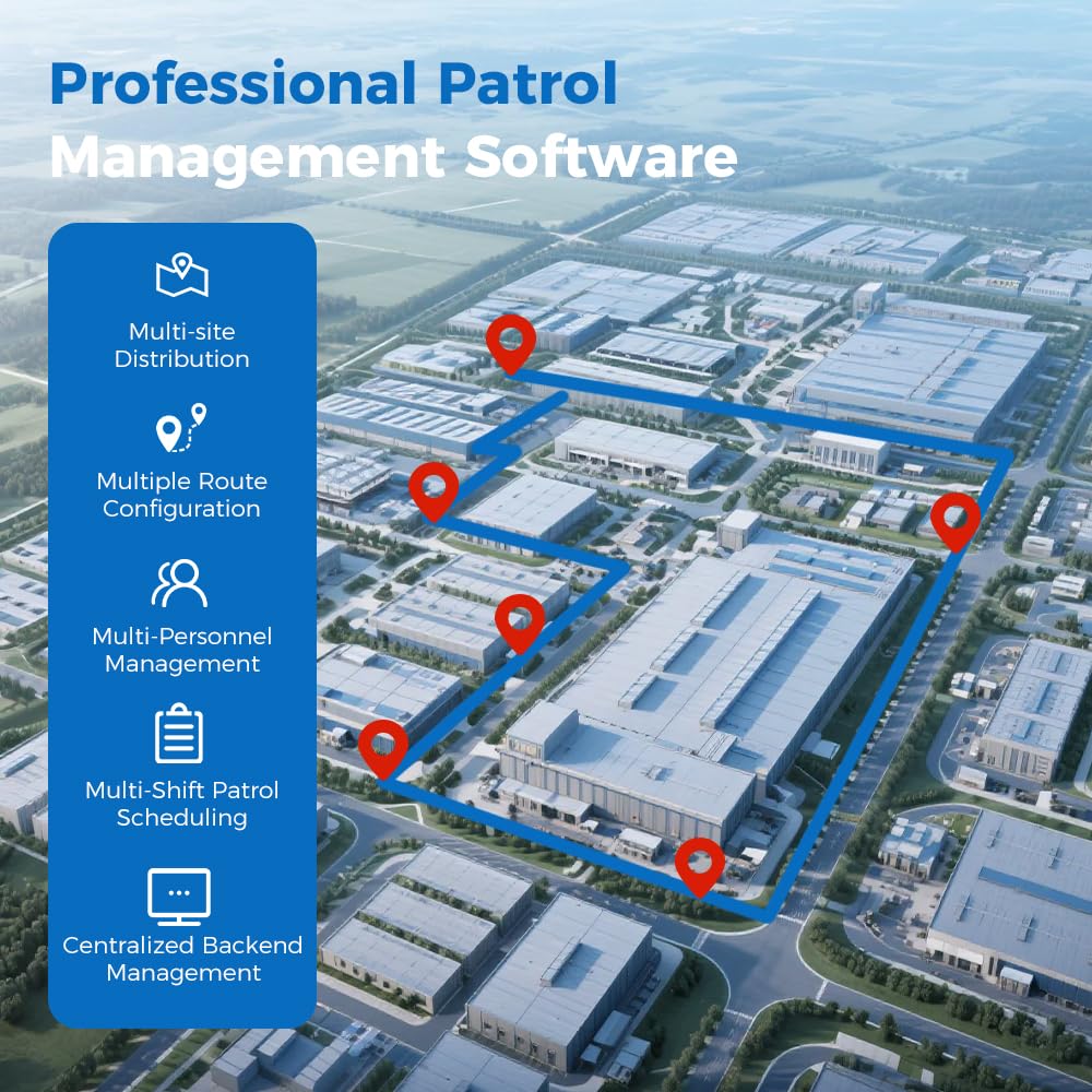 JWM RFID Guardia de Seguridad Sistema de Patrulla, IP67 Resistente al Agua | Software independiente gratuito para seguridad de hoteles, almacenes y logística, equipo de patrulla de grado industrial