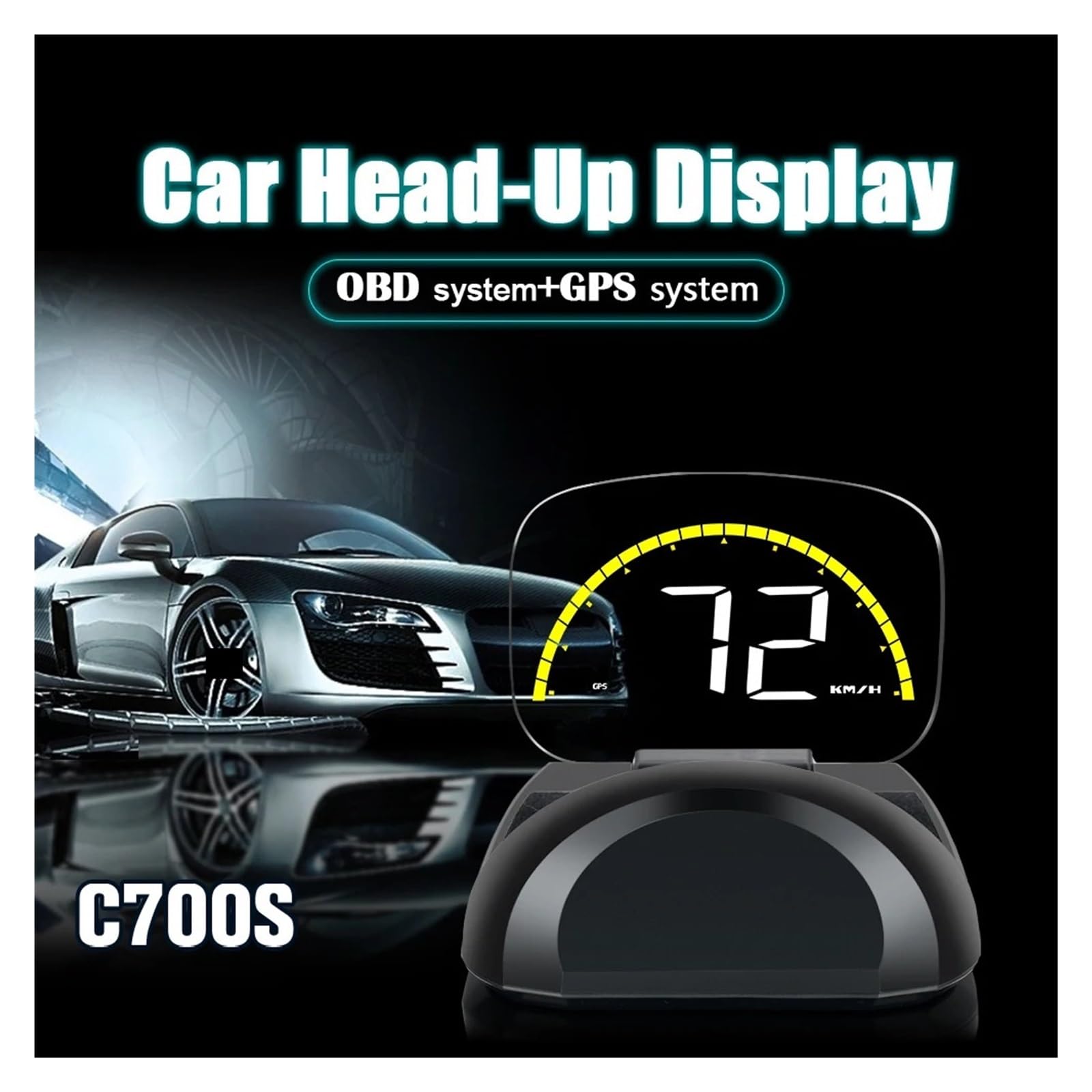 GPS OBD HUD Head Up Display For Coches Velocímetro Digital Parabrisas Proyector Indicador De Velocidad(C700S)
