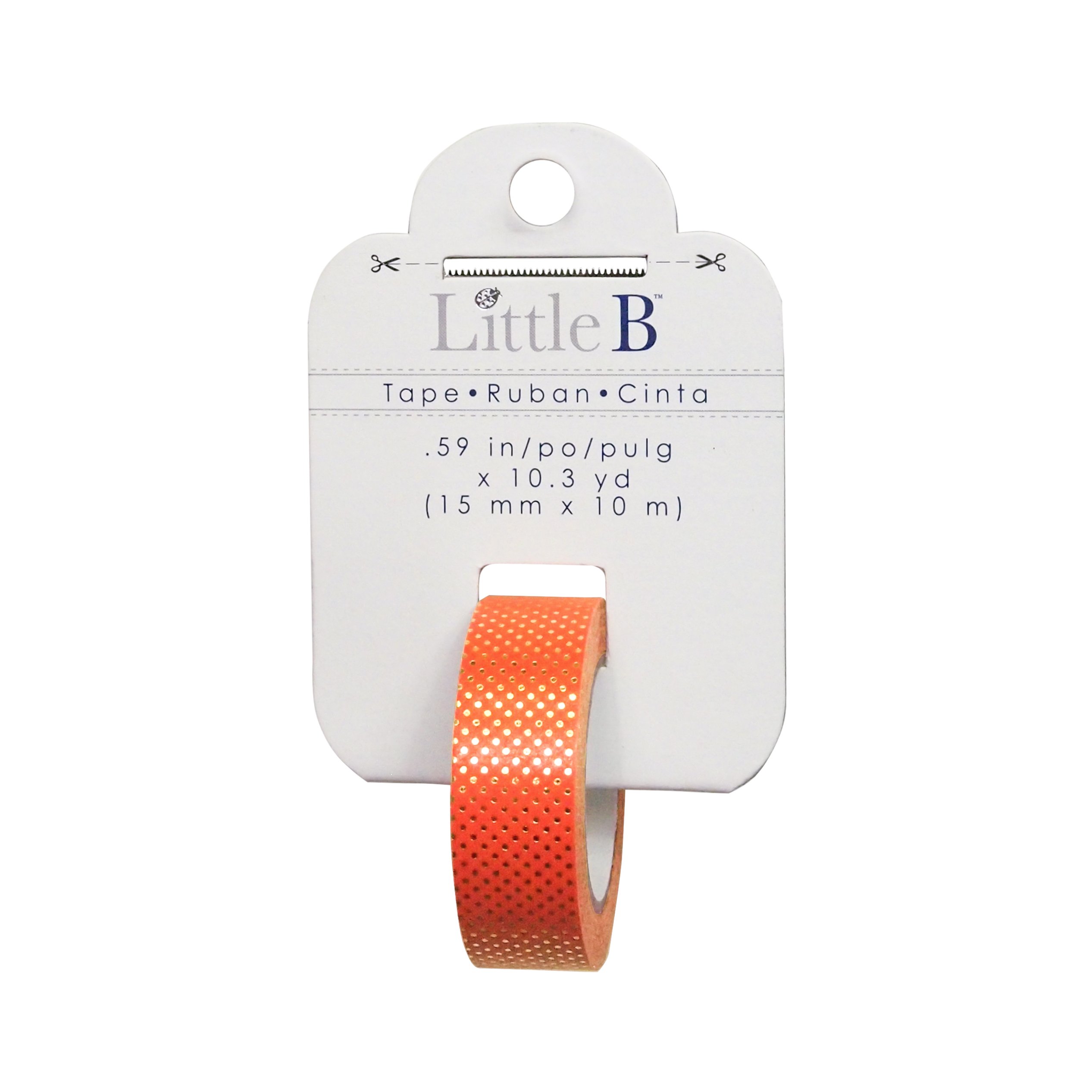 Little B 100773 Decorativo Cinta de Papel, Naranja con Oro de Lunares
