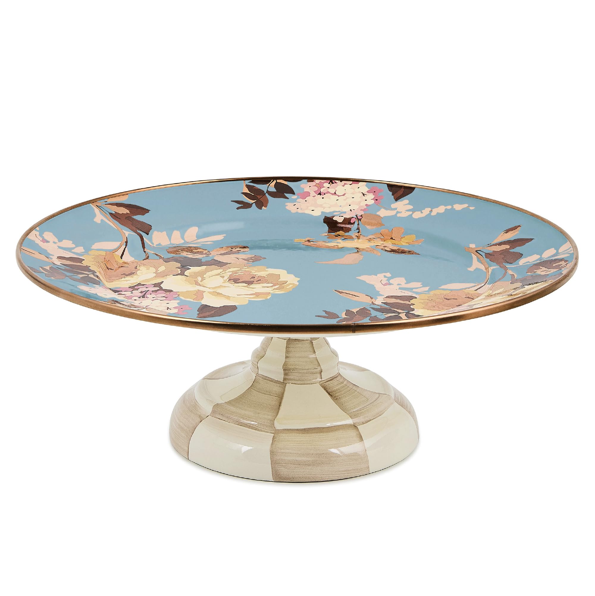MACKENZIE-CHILDS Pedestal Platter, Small, Wild Rose Slate