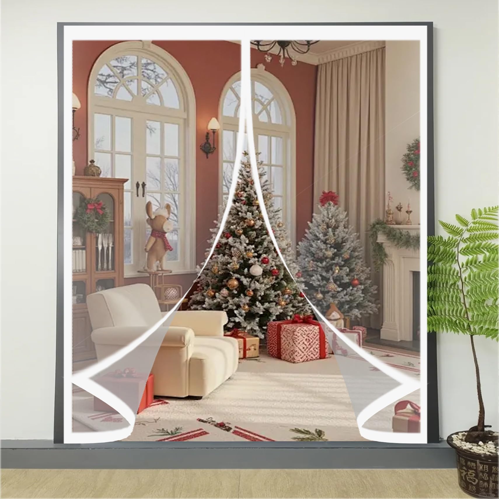 Rideau Thermique Isolant 136 x 168 cm Chaud en Hiver et Frais en Été, Chaud Coupe-Vent et Insonorisant Transparent Rideau Thermique pour Cuisine et Salon de Porte, A