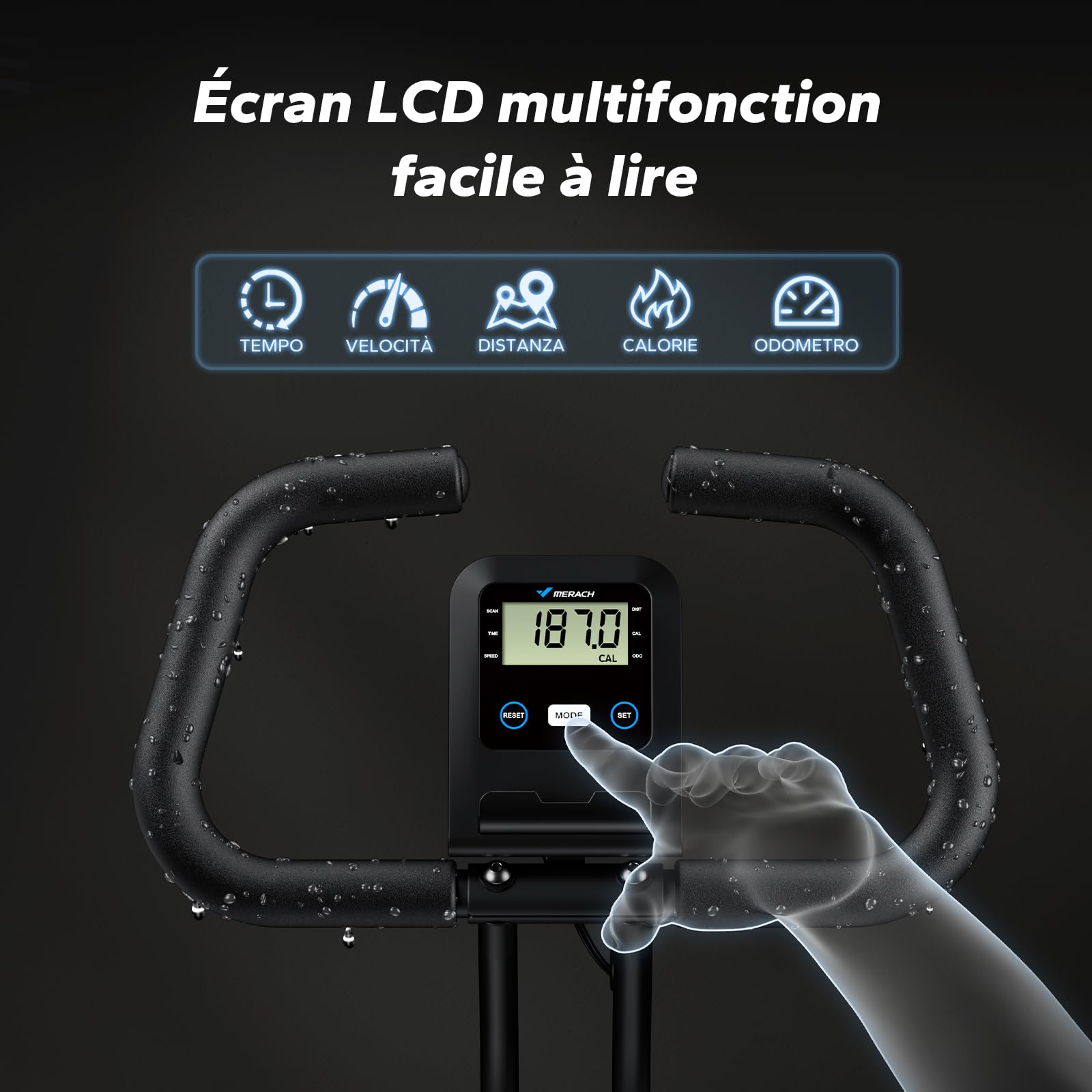 MERACH Vélo d’Appartement Pliable Magnétique avec Écran LCD, Capacité 136KG