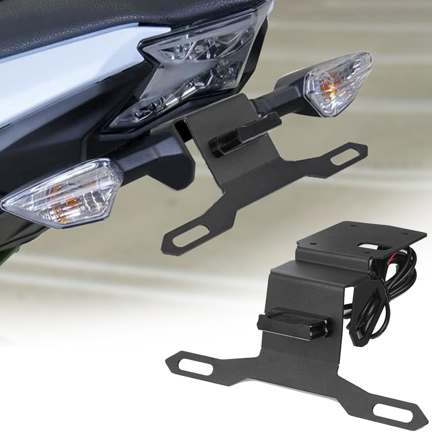 License Plate Bracket Holder for Ninja 650 Z650 2017-2025 2026 Motorcycle Fender Eliminator Tail Tidy Frame with LED Light