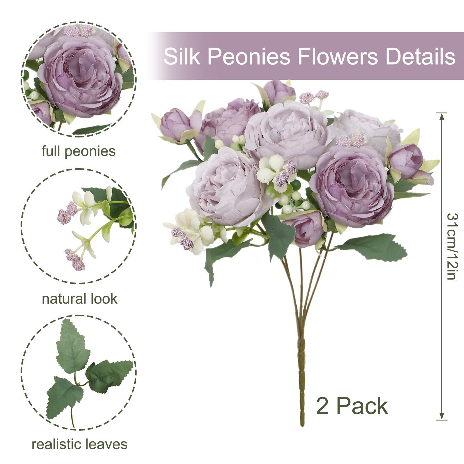 SOMYTING Peony Artificial Flowers - Image 3