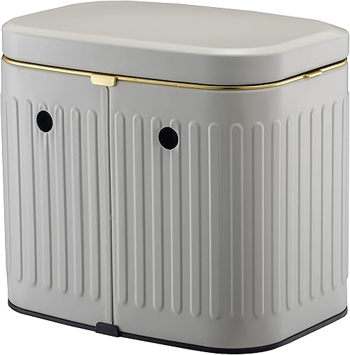 Miniatura 4 de Bote de basura de acero al carbono de 1.06 galones de 4L para puerta, contenedor de compostaje montado en la pared, 2 vías, tapa deslizante,