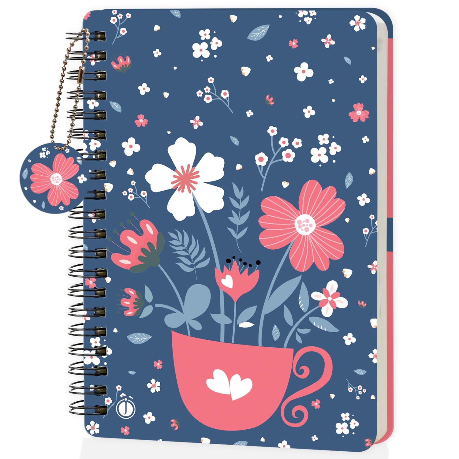 Jhingalala Diaries - A5 Hardbound Wiro Notebook Diary with Floral Theme Based Dangler I Spiral Notebook With Planner and Calendar 2024 I 160 Undated Ruled Pages