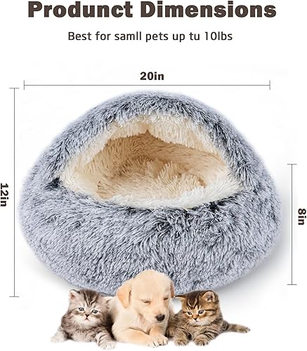 Miniatura 2 de Cama para gatos de interior, cueva acogedora y relajante con felpa autocalentable, cama completa lavable a máquina y base antideslizante, cama