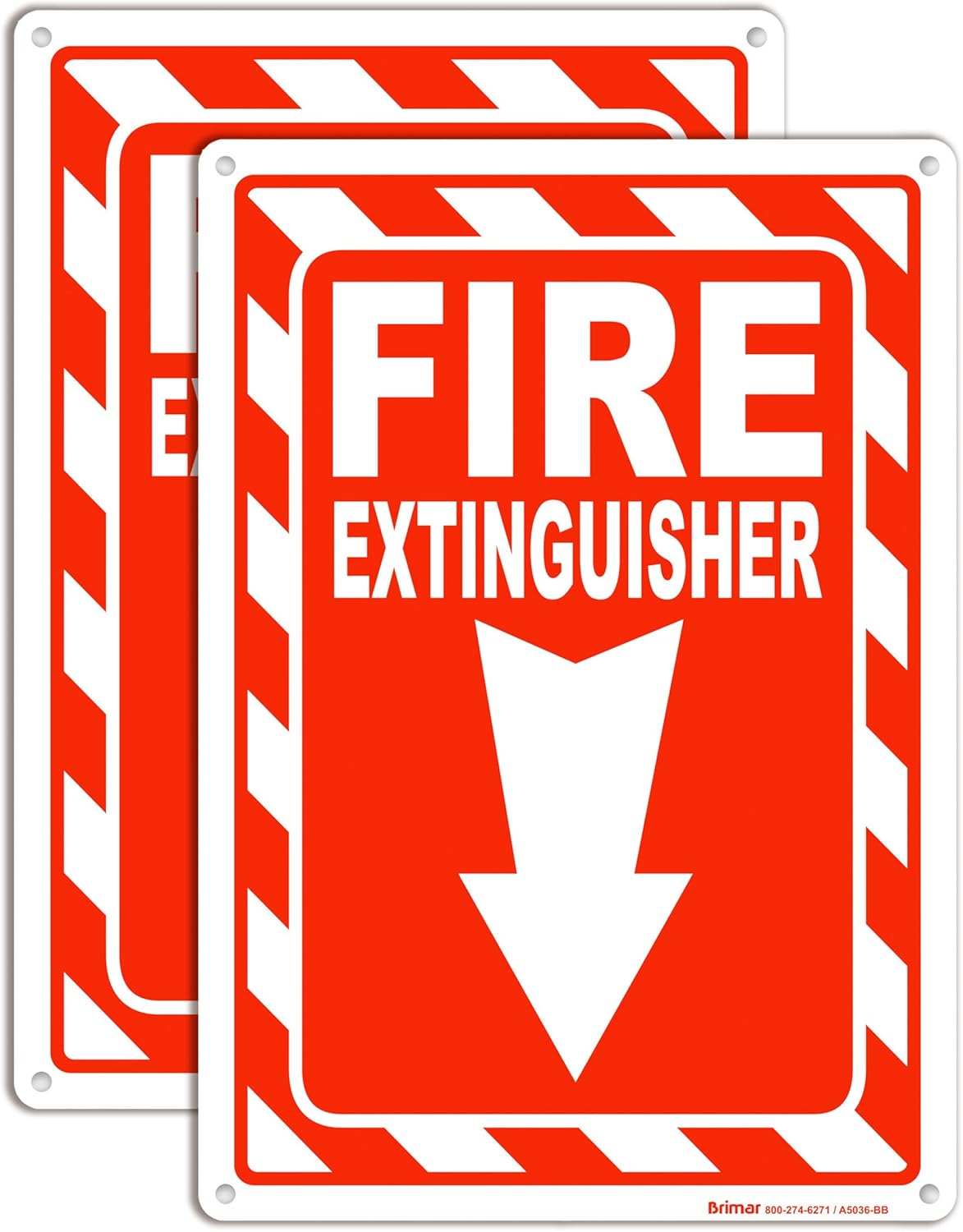 Brimar Fire Extinguisher Signs,7"x10" (2 Pack) .040" Heavy Rust-Free Aluminum Metal Safety Signs, UV Ink Printing, Weatherproof, Fade Resistant, for Business, Office, Home Indoor & Outdoor Use