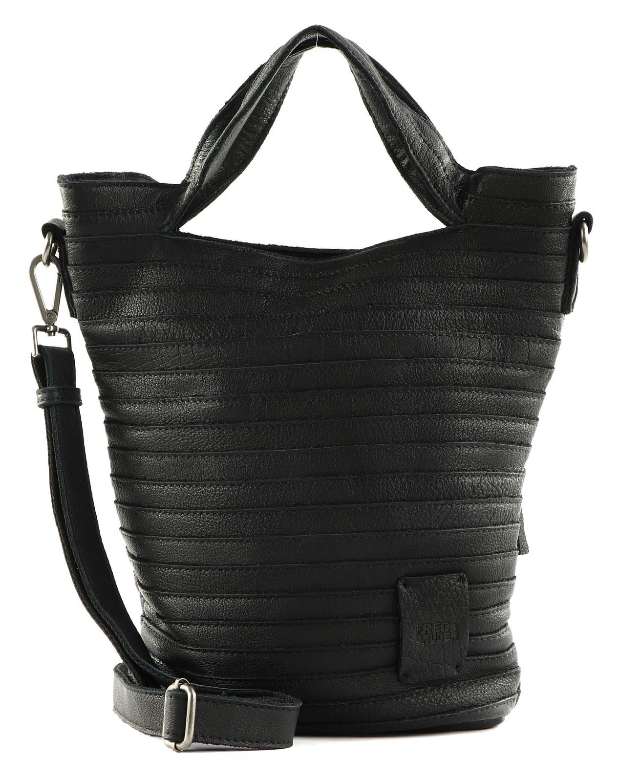 FREDsBRUDER Leder Umhängetasche Ibbick Bucket Shopper Black schwarz