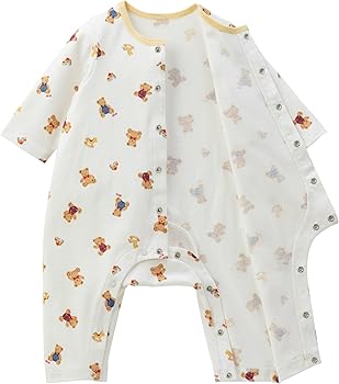 3396 ミキハウス ロンパース 70 半袖 くま 汽車 ストライプ 乗り物