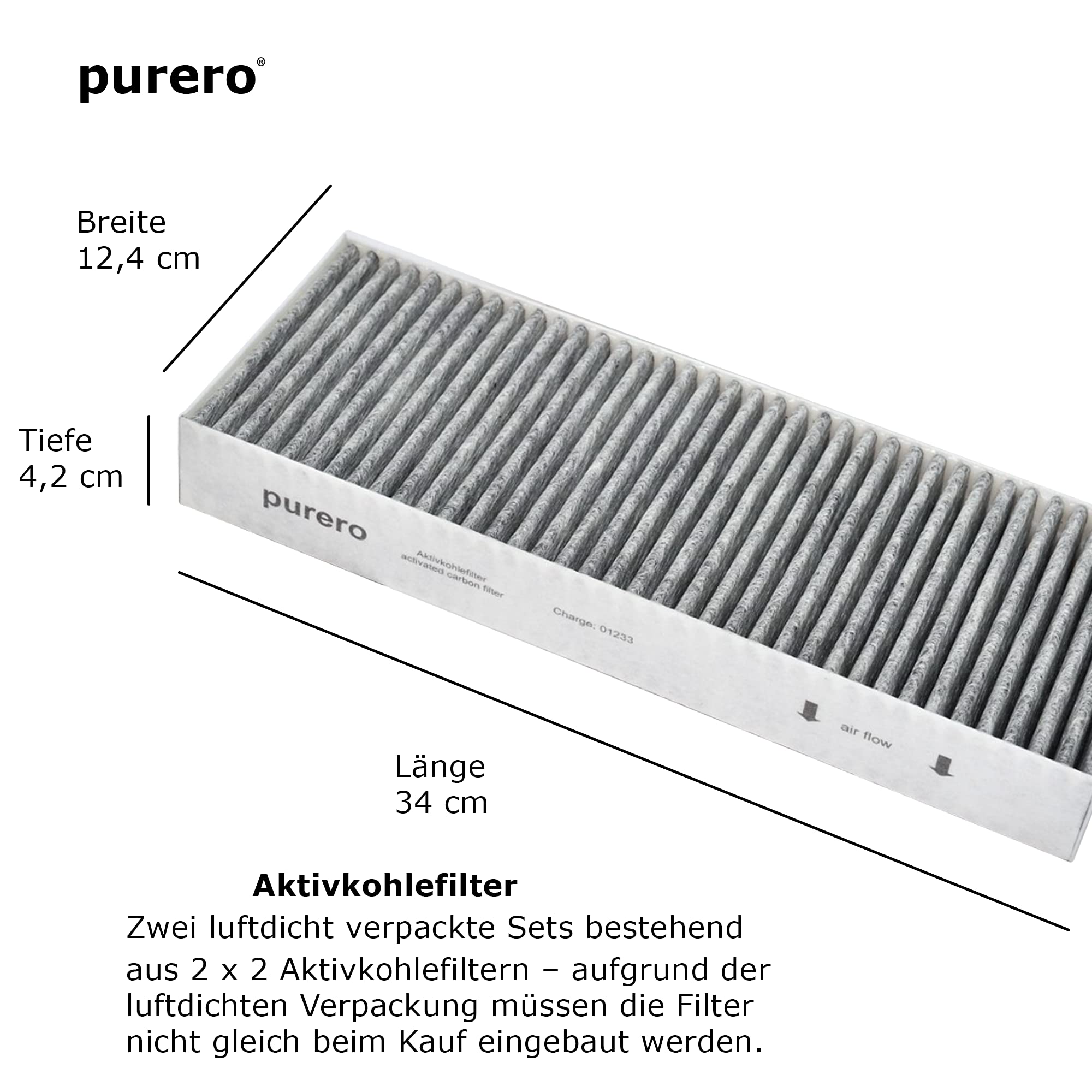 Aktivkohlefilter-Set (2x2er Set) - geeignet für Bora BASIC BAKFS - Für optimale Geruchsabscheidung - Aktivkohlefilter - Made in Germany