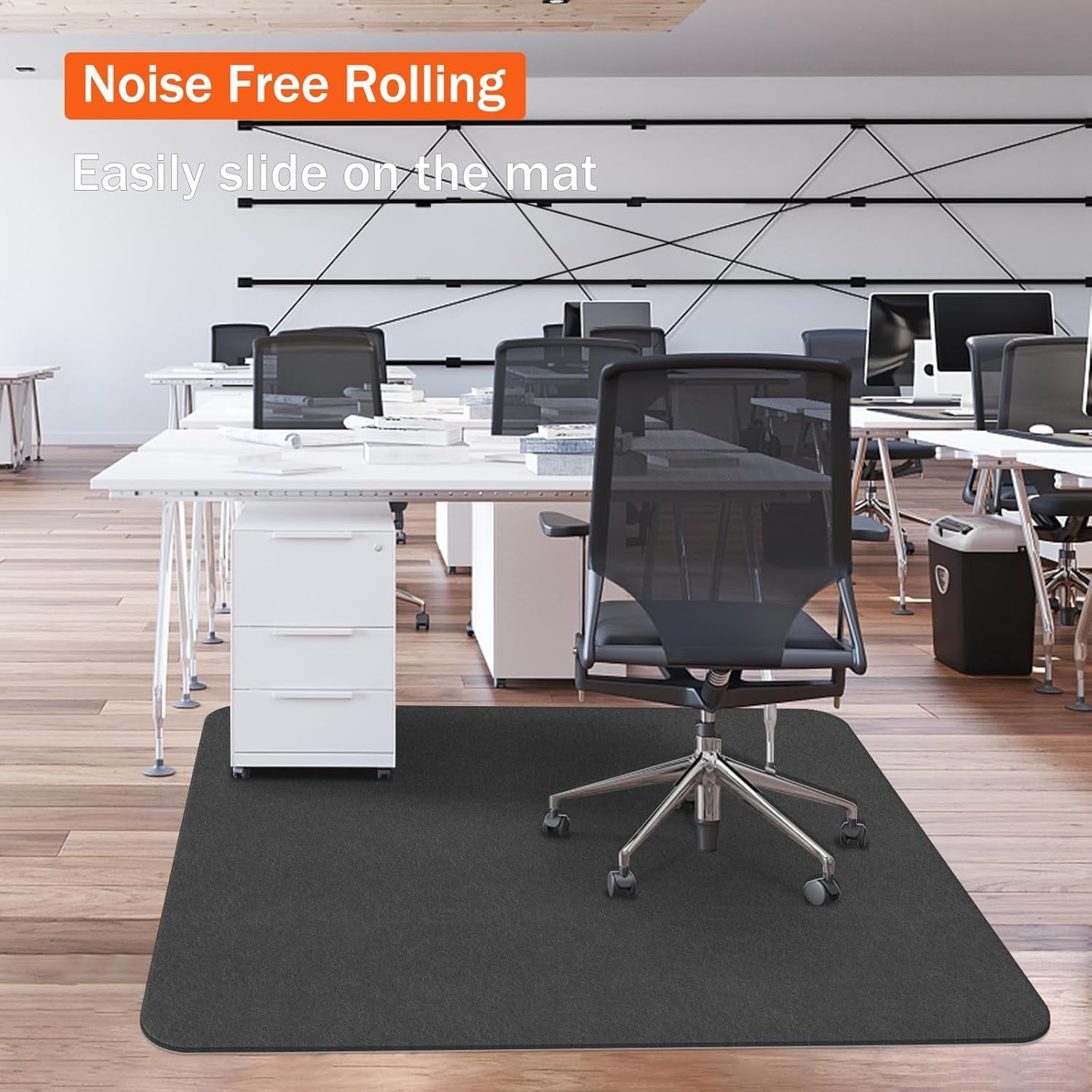 Office Chair Mat for Hard Floors, Slip Resistant Heavy Duty Under Desk Chair Mat for Hardwood Floor, 30"x55" Inch, Black