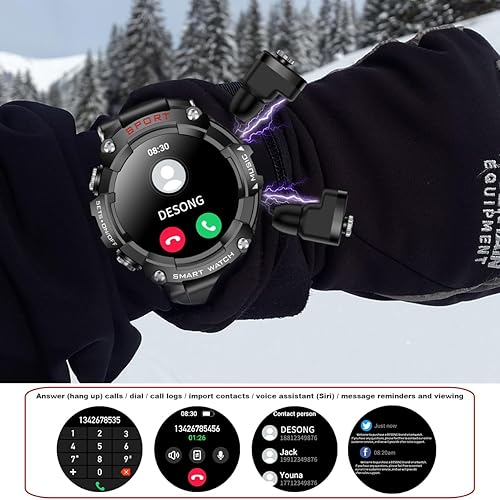 Miniatura 4 de Desong Reloj inteligente con auriculares para iPhone Android, rastreador de fitness IPS de 1.52 pulgadas con podómetro, monitor de sueño, relojes