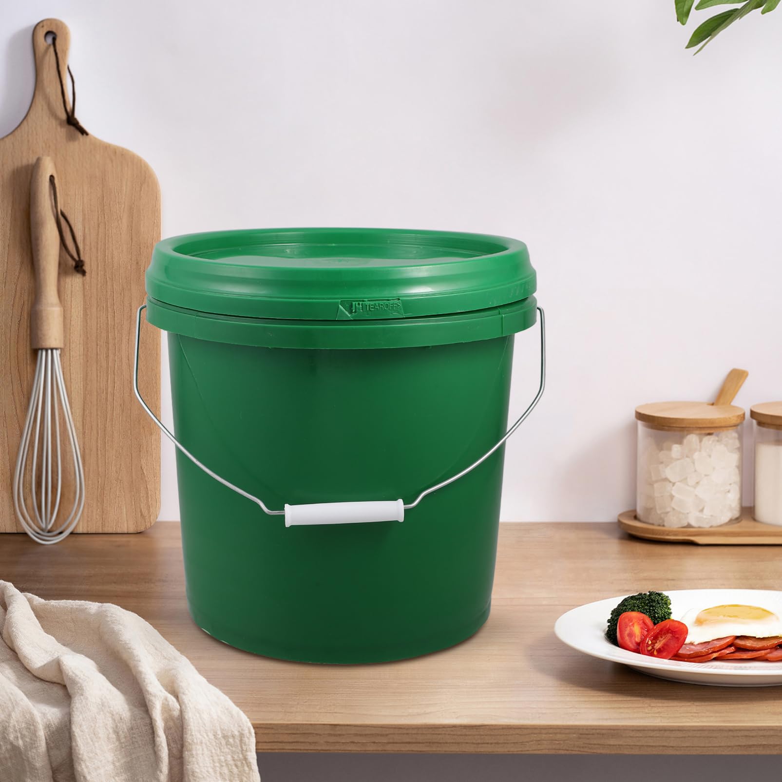 Ciieeo Cubeta de Fermentación de Plástico Tapa para Elaboración de Vino Contenedor de Fermentación Multiservicio