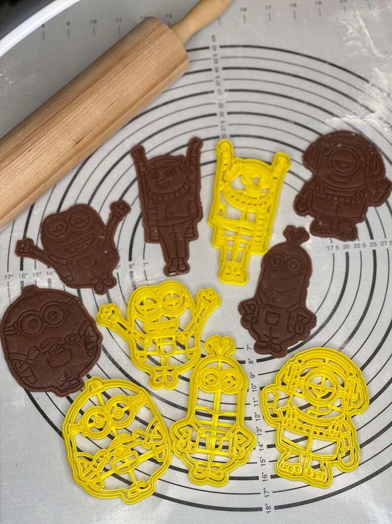 Premium Quality Set of 5 Gru Bob, Kevin, Stuart, Otto Cookie Cutters & Molds, Produced by 3D Kitchen Art