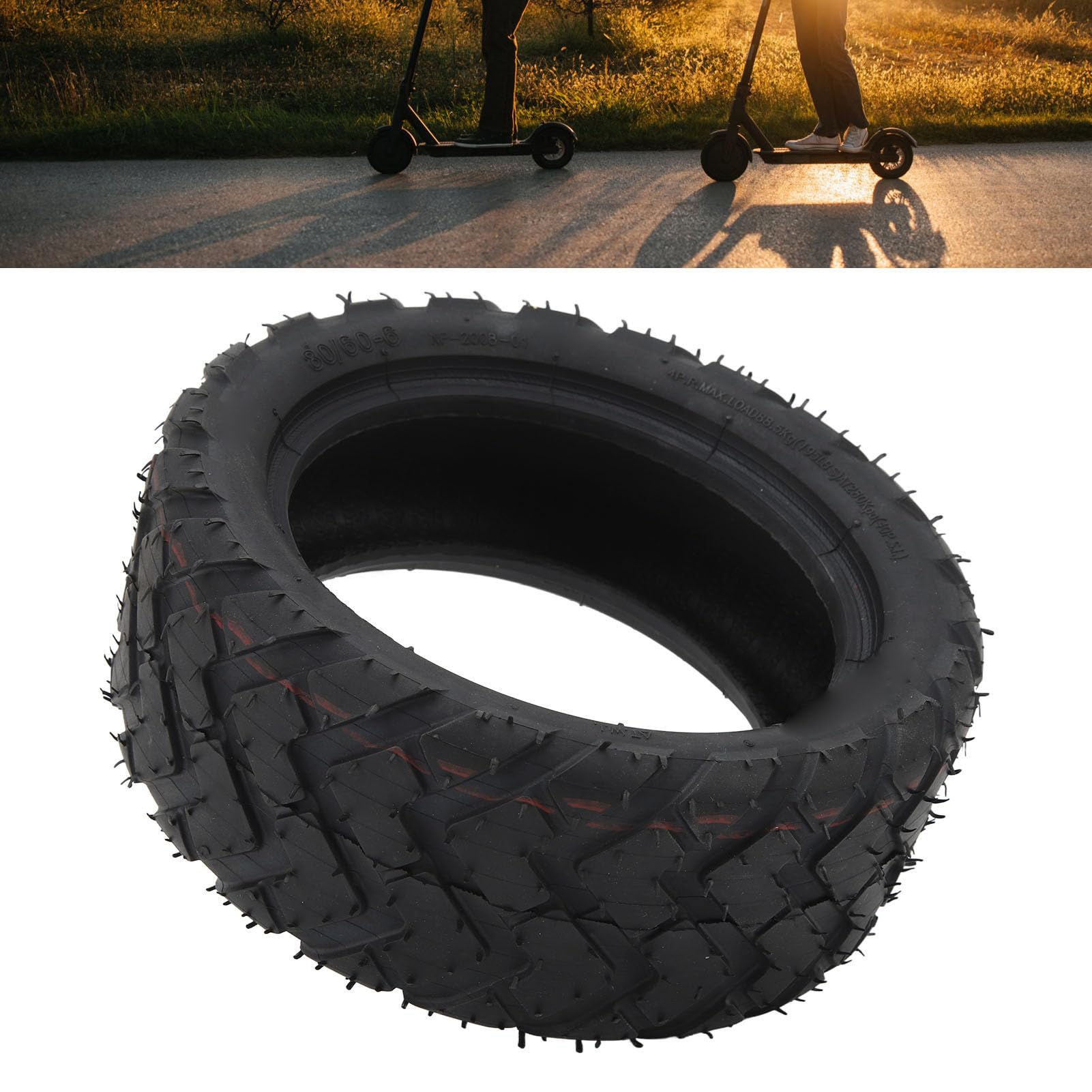 BuyWeek Ruota Monopattino Pneumatico Solido per Scooter, 80/60‑6 in Gomma per Sostituzione del Pneumatici