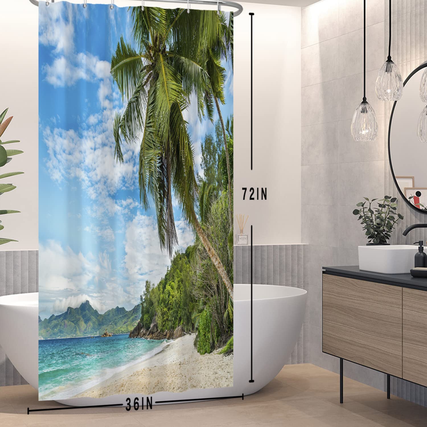 Tenda Da Doccia In Tessuto Impermeabile 183x183 Cm Con 12 Ganci - Stampa Fantasia