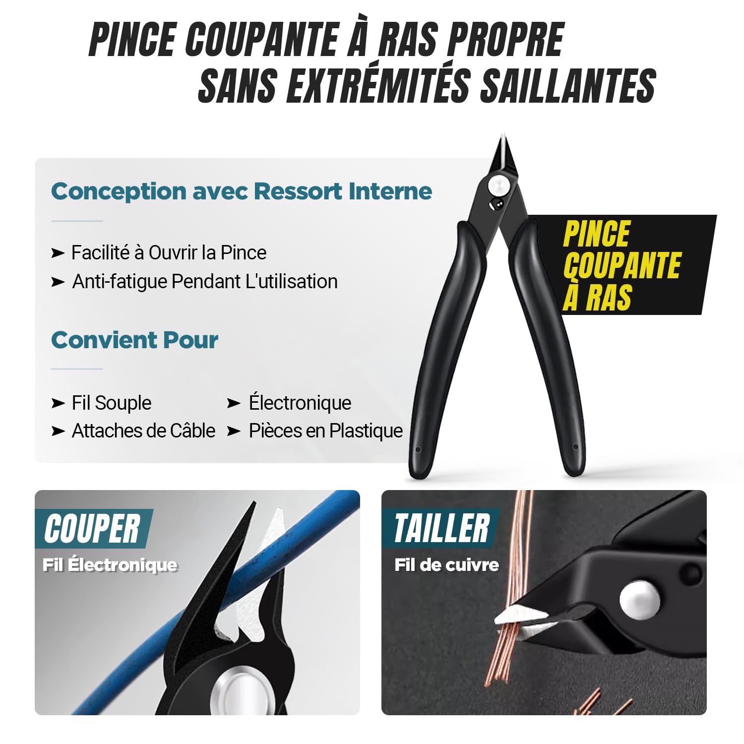 AMPCOM Kit d'outils de sertissage Ethernet 7 en 1 RJ45/RJ11 Kit d'outils réseau pour connecteurs RJ45 Cat6/Cat5e/Cat5 avec outil de poinçonnage 110, dénudeur de fil dans un sac étanche portable