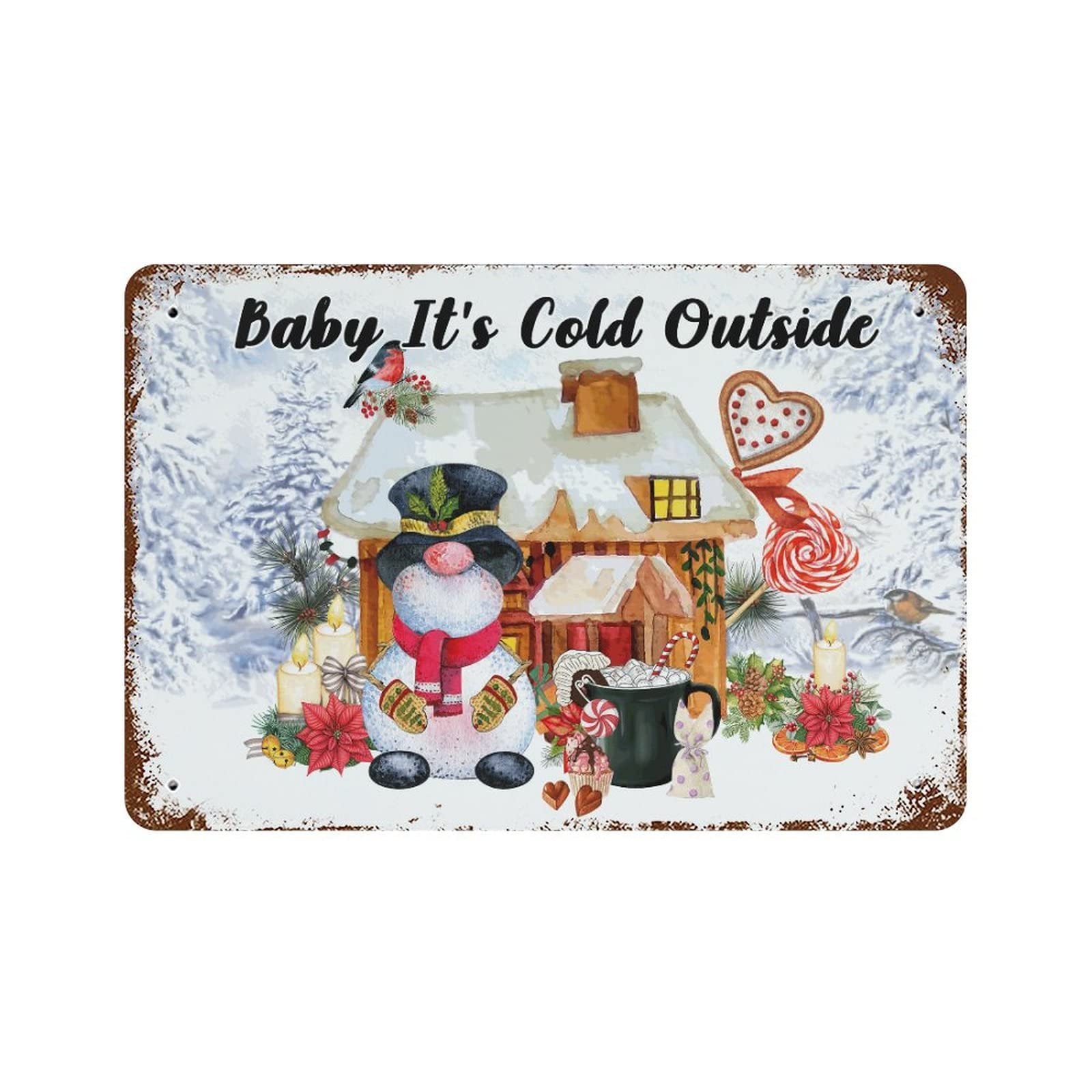 Panneau en métal de Noël Hot Cocoa déco murale vintage cuisine et bar 30x45 cm