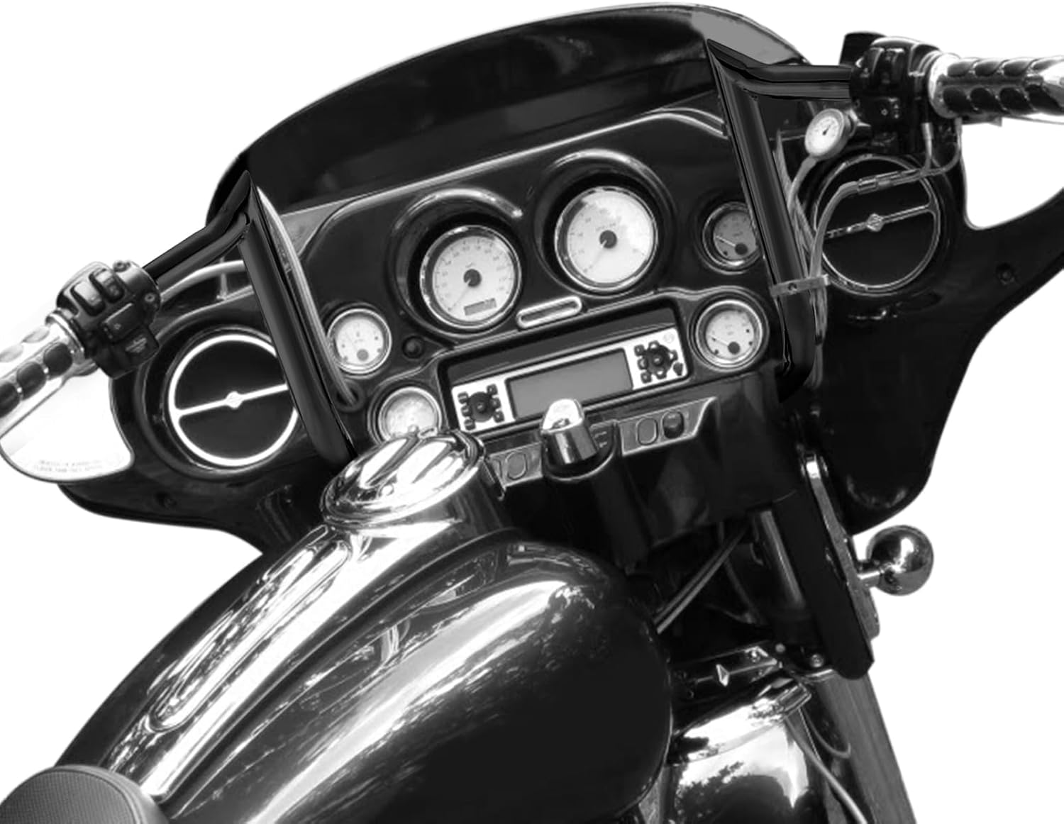 Mofun 12" Rise Handlebars Pre-Wired Ape Hangers 1.25" Fat 1" Clamp Compatible with Harley Touring Street Glide Electra Glide Ultra Limited 2008-2013 Black