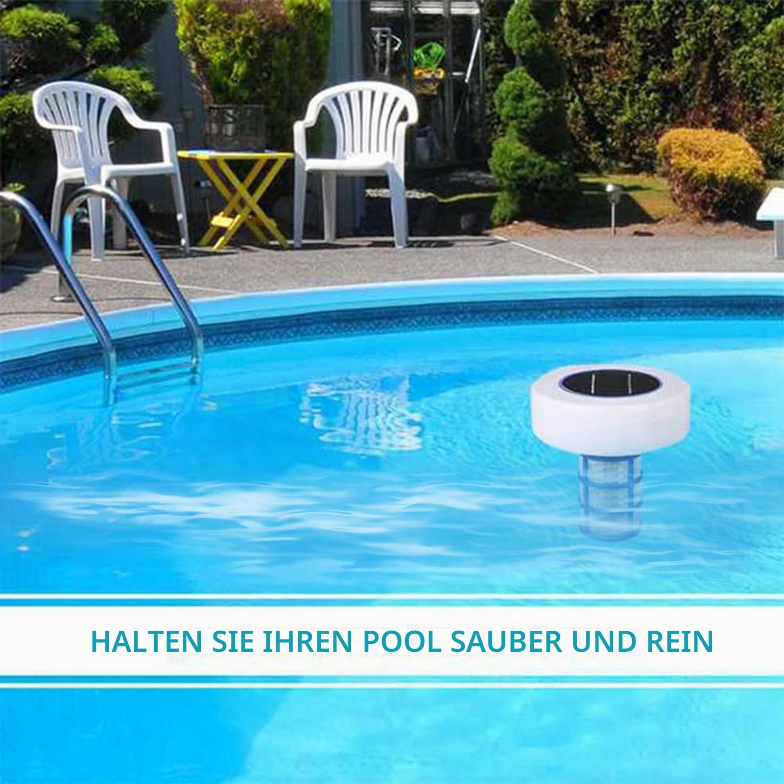 Solar-Pool-Ionisator – Kupfer-Wasserreiniger, schwimmender Reiniger, automatisches Ionisationssystem mit mehrfarbigen LED-Lichtern, perfekt für Salzwasser, Süßwasserpools, Spas, Whirlpools