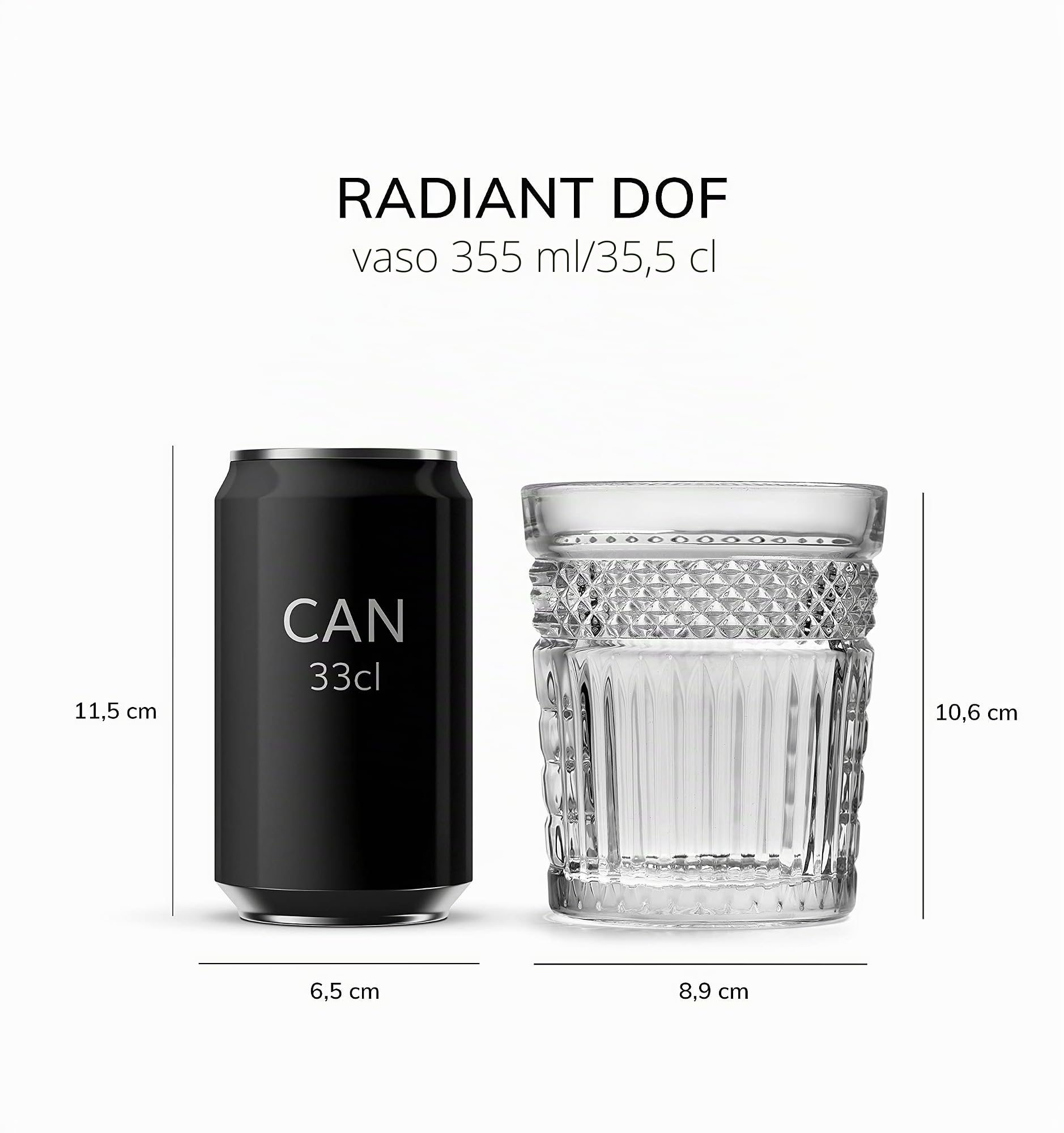 Libbey Vaso Radiant – 355 ml / 35,5 cl - 6 Unidades - Diseño vintage - Apto para lavado en lavavajillas