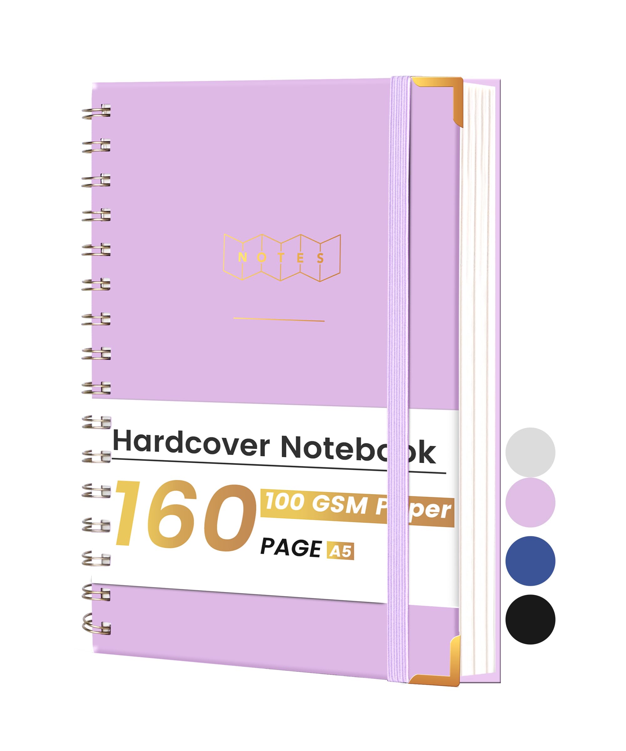 YomentLined Spiral Notebook Journal for Work 160 Pages Hardcover Spiral Notebook College Ruled A5 Small Spiral Notebook 5x7 Journaling Notebooks for Writing Note Taking School, Purple