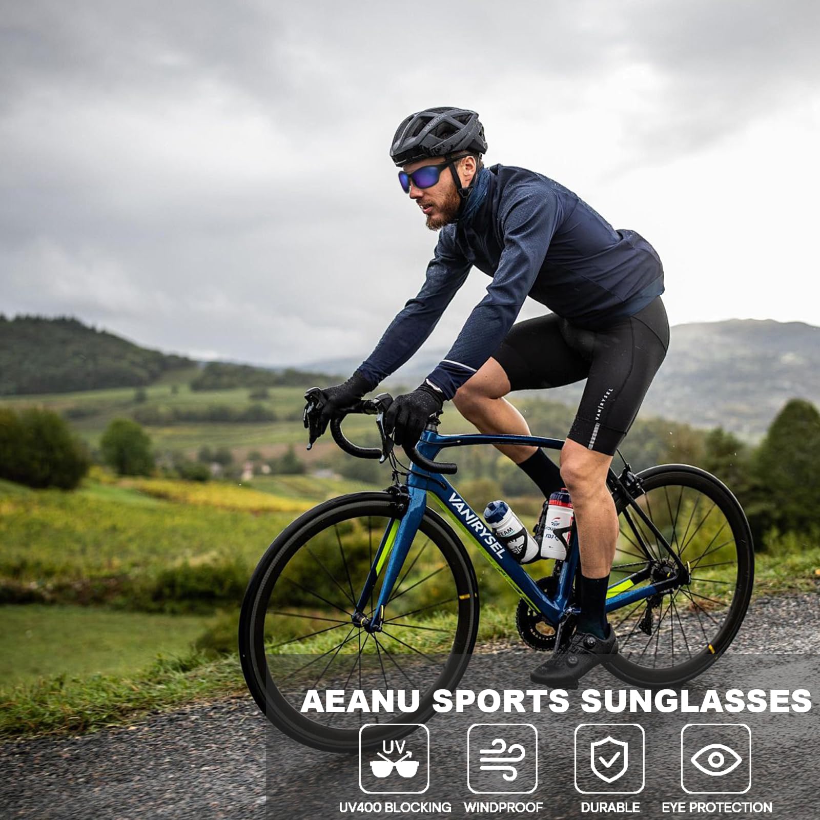 Occhiali da sole sportivi per uomo e donna, protezione UV400, per guida, ciclismo, corsa