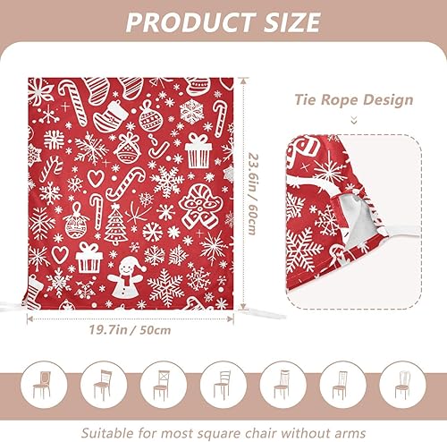 Miniatura 3 de Christmas Icons Snowflakes Red Decorative Dining Chair Slipcovers for Festivals (Easter, Graduation, etc.) Removable Dining Table Chair Covers