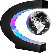 Gresus Magnetic Levitation Floating World Map Globe with C Shape Base, Best Business Men Gift, Floating Globe with LED Lights, Fathers Students Teacher Birthday Gift